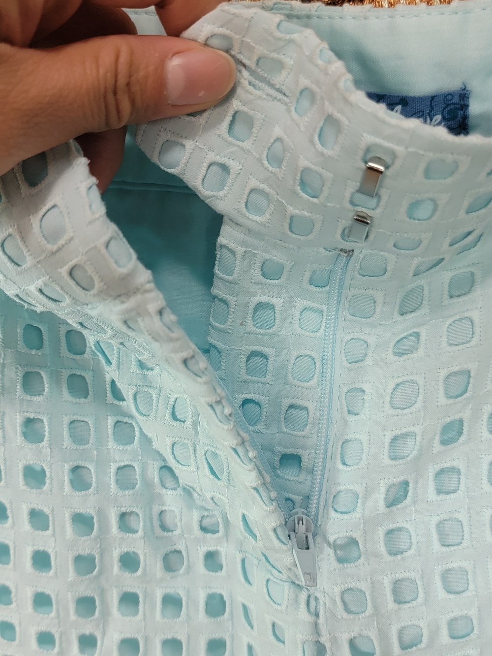 Fleur Bleue Light Blue Eyelet Women's Bermuda Shorts - Classic Summer Style - Picture 5 of 8